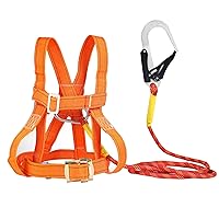 Universal Personal Protective Equipment Aerial Work Fall Protection Adjustable Belt with Hook Fall Arrest 5-Point Harness Set Large Buckle,1.6m Full Body Safety Harness Kit 