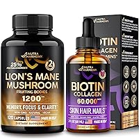 NUTRAHARMONY Liquid Biotin, Collagen Drops & Lions Mane Mushroom Capsules