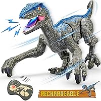 CUKU Remote Control Dinosaur for Kids,2.4G Electronic RC Toys Velociraptor with 3D Eye Shaking Head &Roaring Sounds,Indoor Toys for 5 6 7 8 Year Old Gifts