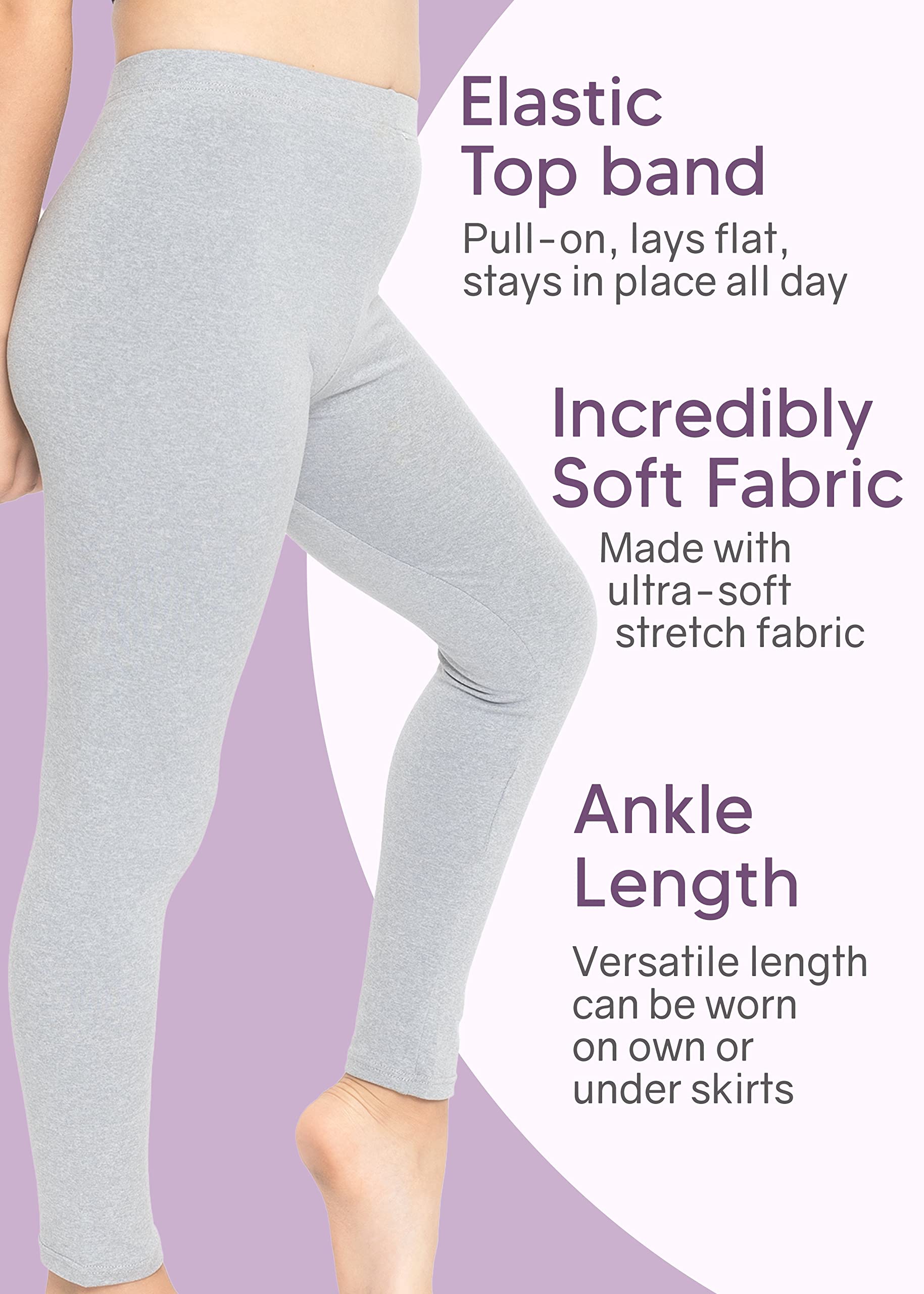 Stretch is Comfort Girl's Cotton Footless Leggings | Stretchy | Size 4-16