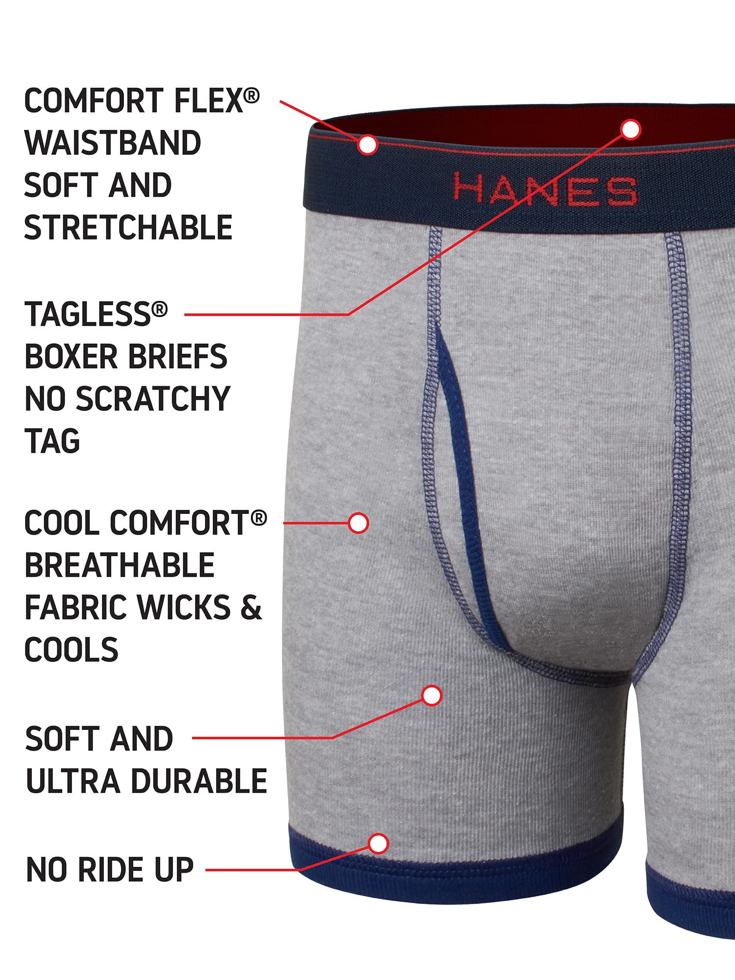Hanes Boys' Comfort Flex Fit Sport Ringer Boxer Briefs, Multiple Packs Available