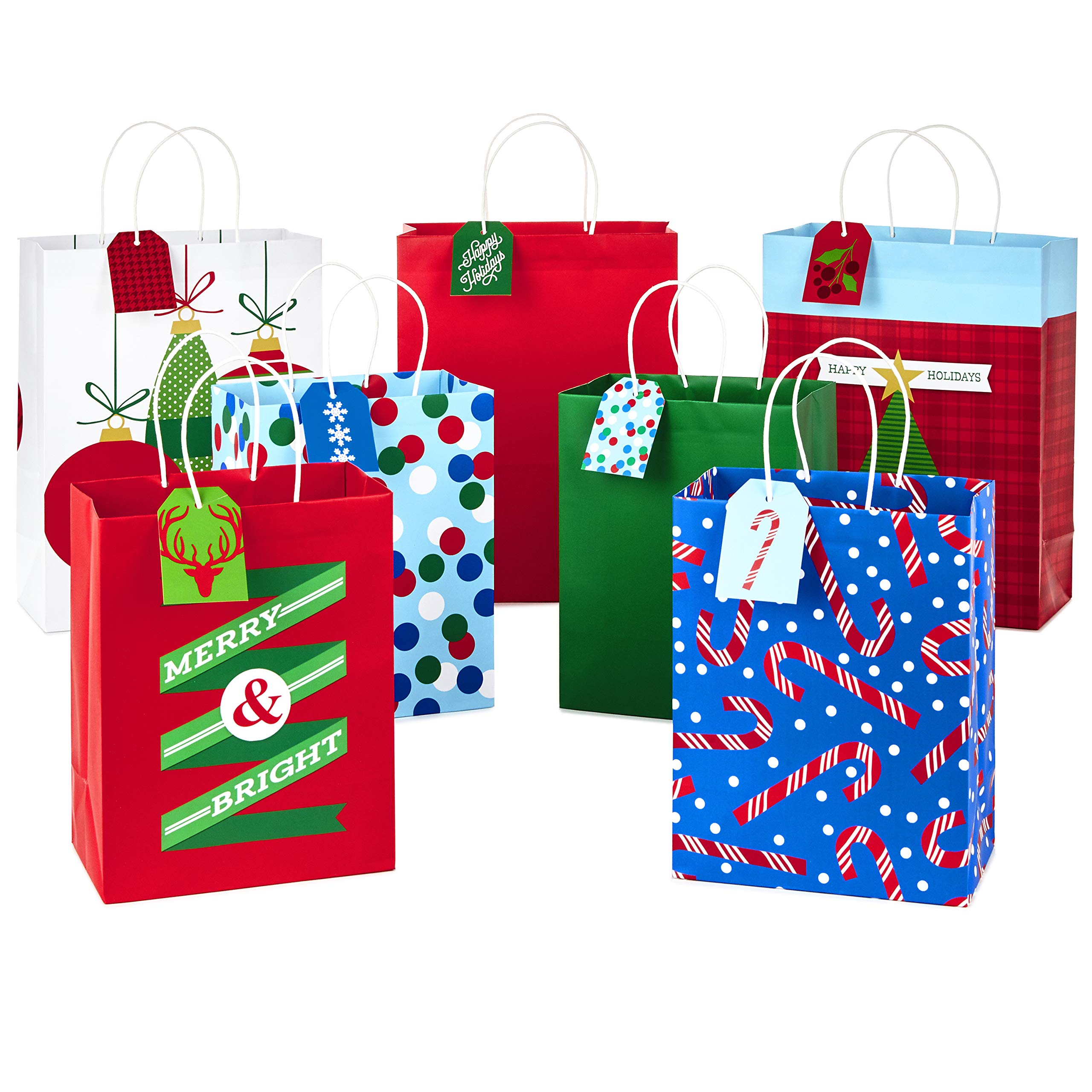 Hallmark Christmas Assorted Gift Bag Bundle with Mix-n-Match Gift Tags, Traditional (Pack of 7 : 3 Large 13
