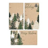 Evergreen Christmas Gift Tags, Self-Adhesive Stickers – 75 Labels, Holiday Gift Tags on Kraft