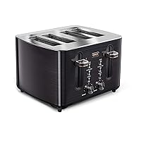 Crux 4-Slice Toaster with Extra Wide Slots & 6 Setting Shade Control, Black Stainless Steel