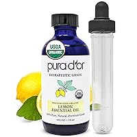 PURA D’OR Lemon Essential Oil (4oz) USDA Organic Pure & Natural Therapeutic Grade Diffuser Oil Citrus Scented For Aromatherapy, Mood Uplift, Energy, Focus