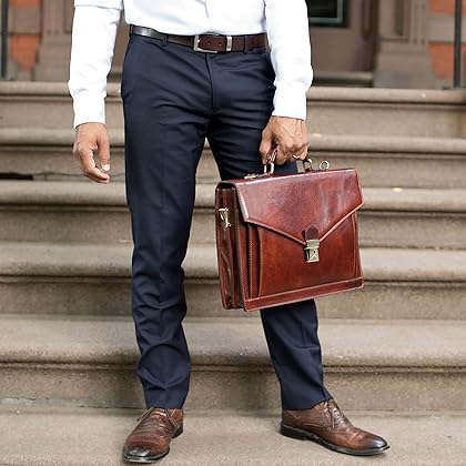 Floto Ponza Full Grain Leather Briefcase in Brown