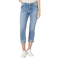 KUT from the Kloth Amy Crop Straight Leg- Roll-Up Fray in Gained - Jeans for Women - Cotton-Blend Fabrication