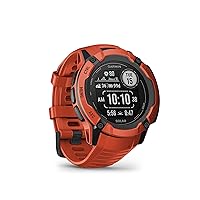 Garmin Instinct 2X SOLAR, Large Rugged GPS Smartwatch, Built-in Sports Apps and Health Monitoring, Solar Charging and Ultratough Design Features, Flame Red