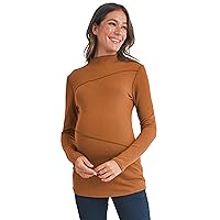 Womens Long Sleeve Ribbed Knit Maternity Top with Mock Neck