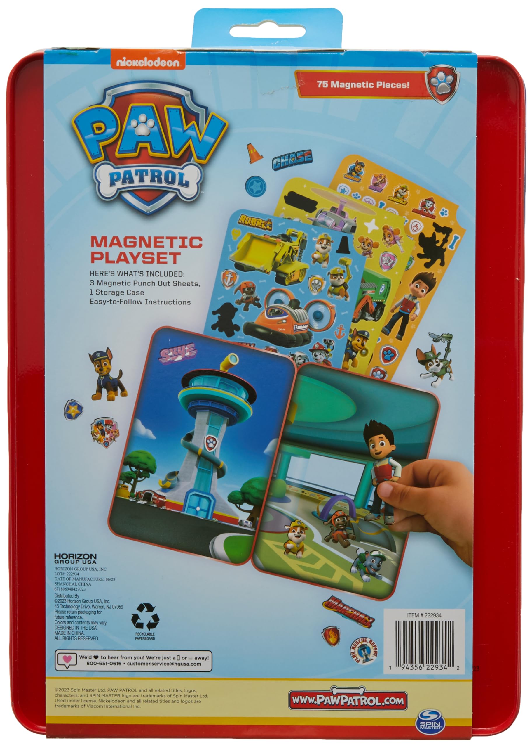 Paw Patrol Magnetic Playset, 75 Mix & Match Dress Up Magnets, 2-in-1 Storage Tin & Play Space, Fun Paw Patrol Toy for Kids 3 & Up, Great Travel Activity for Kids and Toddlers, Paw Patrol Activities