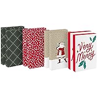 Hallmark Large Christmas Gift Boxes with Lids (8 Sweater Boxes, Rustic Santa, Plaid, 
