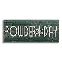 Stupell Industries Powder Day Phrase Snowflake Typography Ski Winter Sports, Design by Daphne Polselli Canvas Wall Art, 30 x 13, Green