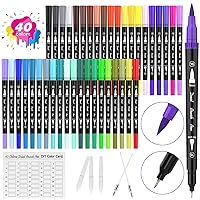 Soucolor Art Brush Markers Pens for Adult Coloring Books, 34 Colors  Numbered Dual Tip (Brush and Fine Point) Art Marker Pen for Kids Note  taking Planner Hand Lettering Calligraphy Drawing Journaling