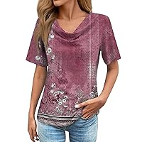 Womens Blouses,Short Sleeve Plus Size Printed Shirt Loose Summer Top Casual Fashion T Shirt Trendy 2024 Tee