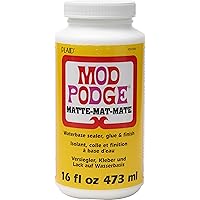 Mod Podge Matte Sealer, Glue & Finish: All-in-One Craft Solution- Quick Dry, Easy Clean, for Wood, Paper, Fabric & More. Non-Toxic - Craft with Confidence, Made in USA, 16 oz., Pack of 1