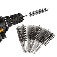 Stainless Steel Bore Brush 6 Pack Steel Bristles Wire Brush for Power Drill Cleaning Wire Brush Stainless Steel Brush with Hex Shank Handle for Power Drill Cleaning Wire Brush (6, Steel Bore Brush)