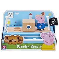 Peppa Pig Grandpa Pigs Wooden Boat, Sustainable FSC Certified Wooden Toy, Preschool Toy, Imaginative Play, Gift for 2-5 Year Old