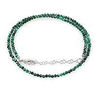 NirvanaIN Natural Malachite Gemstone Necklace with sterling silver for her, Birthday & Christmas gift