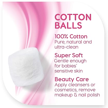 Simply Soft Premium Cotton Balls (600 Count), 100% Pure Cotton, Large Cotton Balls for Face and Nail Polish Remover
