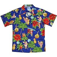 RJC Made in USA Boy's Christmas Tapa Santa Hawaiian Shirt