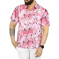 HAPPY BAY Men's Hawaiian Shirts Short Sleeve Button Down Shirt Mens Tropical Shirts Casual Party Caribbean Summer Shirts