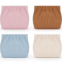 WantGor Corduroy Elastic Makeup Bag, 4PCS Mini Cosmetic Storage Bags Small Coin Purse Hair Travel Tie Organizer Lipstick Hair Accessories Organizers for Women