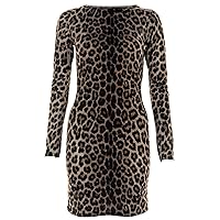 New Ladies Long Sleeve Sexy Animal Leopard Print Women's Stretchy Bodycon Dress Top