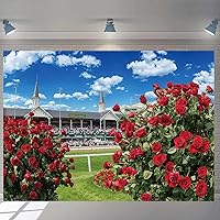 Kentucky Derby Photo Backdrop Run for The Roses Decoration Derby Day Background for Horse Racing Theme Party Indoor Outdoor Decoration Background (7X5FT(82x59inch))