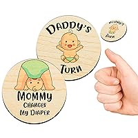 New Parent Decision Challenge Coin 2 Pcs Wooden Funny Pregnancy Gifts for First Time Moms Baby Flip Coin Set