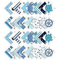 Soimoi Nautical Print Precut 5-inch Cotton Fabric Quilting Squares Charm Pack DIY Patchwork Sewing Craft- Blue