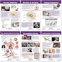 Effects of Smoking & Vaping Bulletin Board Charts, Set/6 - Laminated, Double-Sided, Full-Color, 12