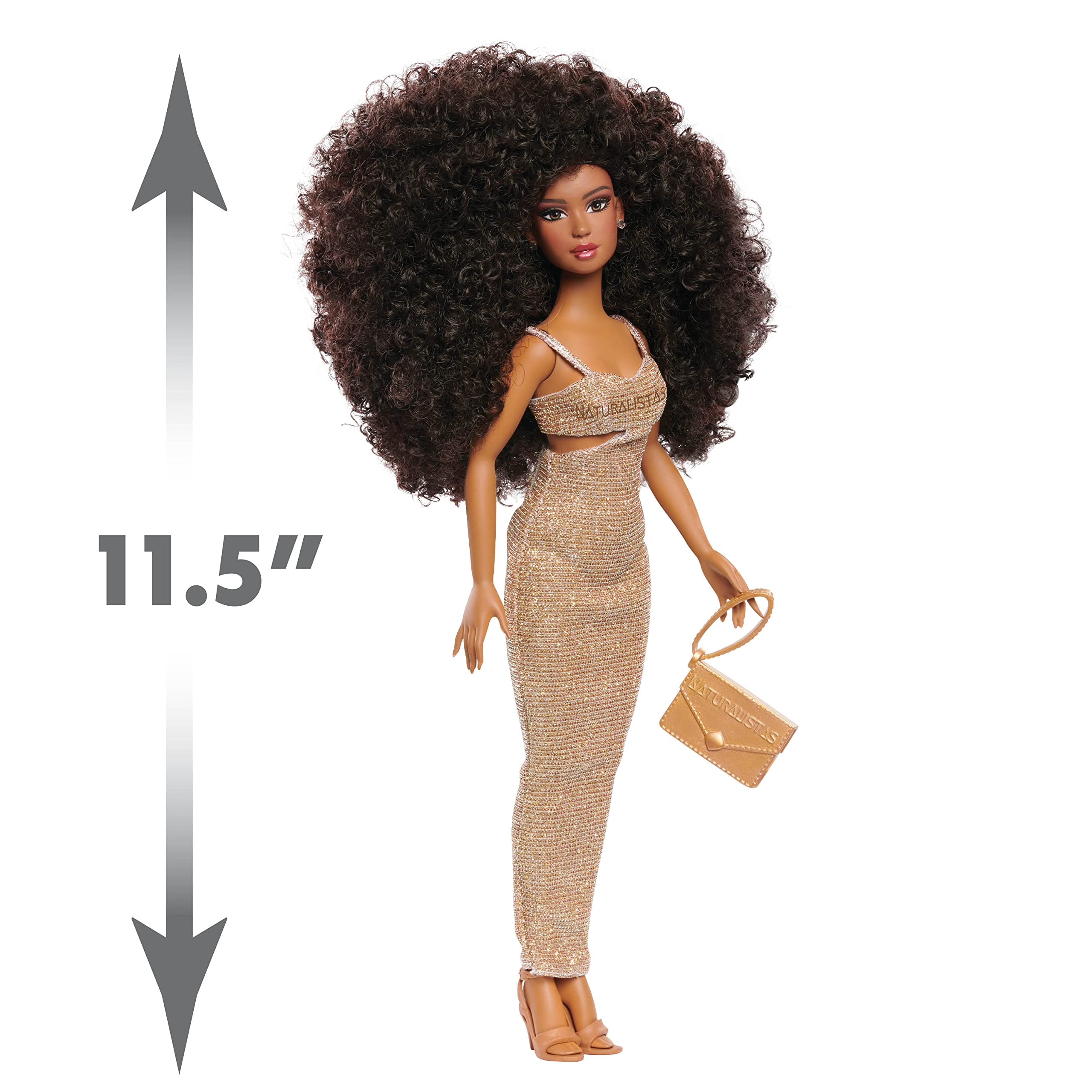 Naturalistas 11.5-inch Fashion Doll and Accessories Dayna, Curly 3C Textured Hair, Medium Brown Skin Tone, Designed and Developed by Purpose Toys