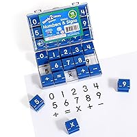 READY 2 LEARN Number and Sign Stamps - Small - Set of 15 - Rubber Math Stamps for Kids - Numbers 0-9
