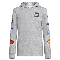 adidas Boys' Long Sleeve Cotton Bos Logo Hooded T-Shirt