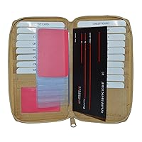 Leatherboss Credit Card Holder Tall Wallet with All Around Zipper- Tan 7