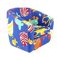 Kid’s Armchair Children’s Roundy Chair Cartoon Sofa Wooden Frame (Upgraded Under The Sea)