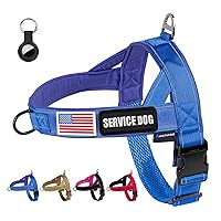 No Pull Dog Harness with Airtag Case and Two Patches,Quick Fit and Reflective Escape Proof Dog Harness,Easy for Training Walking Vest Harness for Small & Medium and Large Dog(Blue,M)