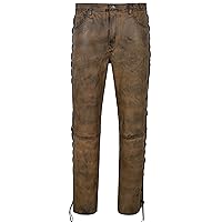 Smart Range Men's Biker Leather Trouser Dirty Brown Laced Motorcycle Style 100% Napa 00126