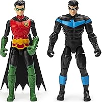 BATMAN, 4-Inch Robin and Nightwing Action Figures with 6 Mystery Accessories