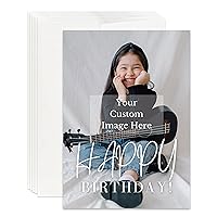 Simply Uncaged Christian Gifts Personalized Happy Birthday Card Custom Your Photo Image Upload Your Text Greeting Card (Pack of 48)
