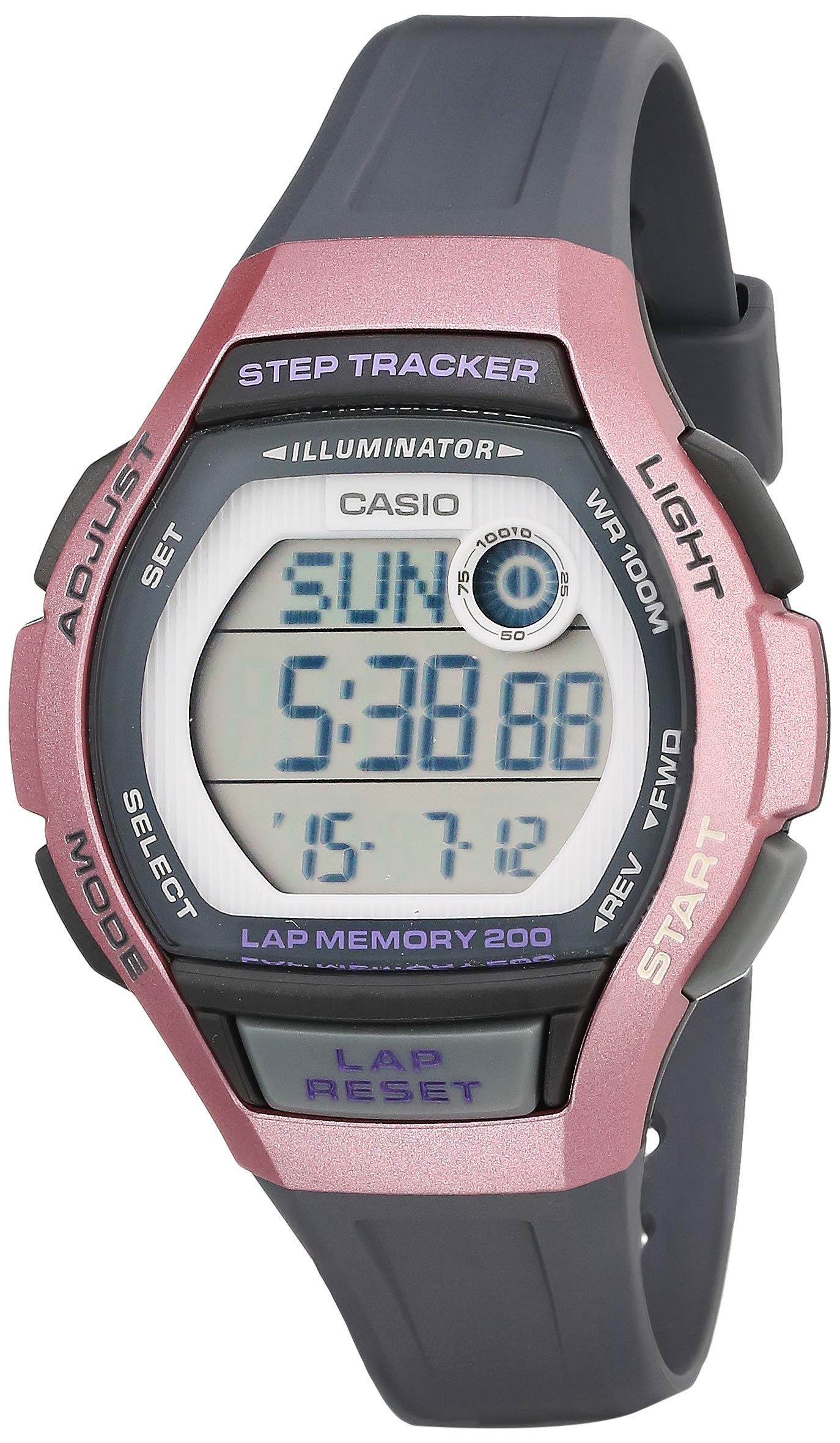 Casio Women's LWS- 2000H- 4AVCF Runner Digital Display Quartz Black Watch Color: Grey/Pink