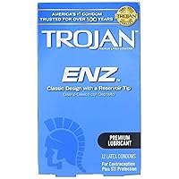 Trojan ENZ Premium Lubricant Latex Condoms - 12 ct, Pack of 3