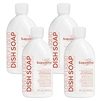 Sapadilla Liquid Dish Soap - Grapefruit + Bergamot - Made with 100% Pure Essential Oil Blends, Tough on Grease, Aromatic & Fragrant Dishwashing Liquid, Plant Based, Biodegradable, 16 Ounce (Pack of 4)