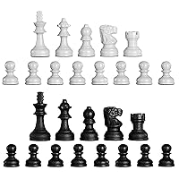 Chess Pieces Only No Board, 32 Large Quadruple Weighted Metal Chess Pieces with 2 Extra Queen, 2.6” King Heavy Piece, Matte Rustic Silver-Black in Unique Storage Box