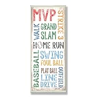 The Kids Room by Stupell Home Run Baseball Typography Rectangle Wall Plaque, 7 x 0.5 x 17, Proudly Made in USA