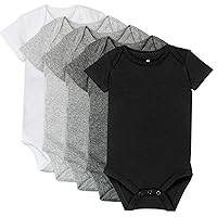 HonestBaby baby-boys 5-pack Short Sleeve Bodysuits One-piece 100% Organic Cotton for Infant Baby Boys, Unisex