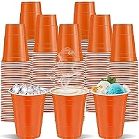 120 pcs 16 oz orange plastic cups 16 oz orange Plastic Soda cups orange plastic Disposable cups 16 oz Party Cups for drinking Tastings served Snacks Barbecues Picnics