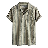 VATPAVE Boys Button Down Shirt Short Sleeve Casual Hawaiian Shirt Cuban Collar Summer Shirts with Pocket