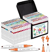 sunacme Art Supplier Dual Brush Markers, 110 Artist Fineliner & Brush Tip  Pens with Premium Case for Adults Coloring Books & Kids Journal, Drawing