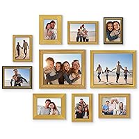 Americanflat Gallery Wall Frame Set of 10 in Gold with Two 8x10 Frame, Four 5x7 Frames, and Four 4x6 Frames - Antique-Style Picture Frames Collage Wall Decor with Shatter-Resistant Glass and Easel